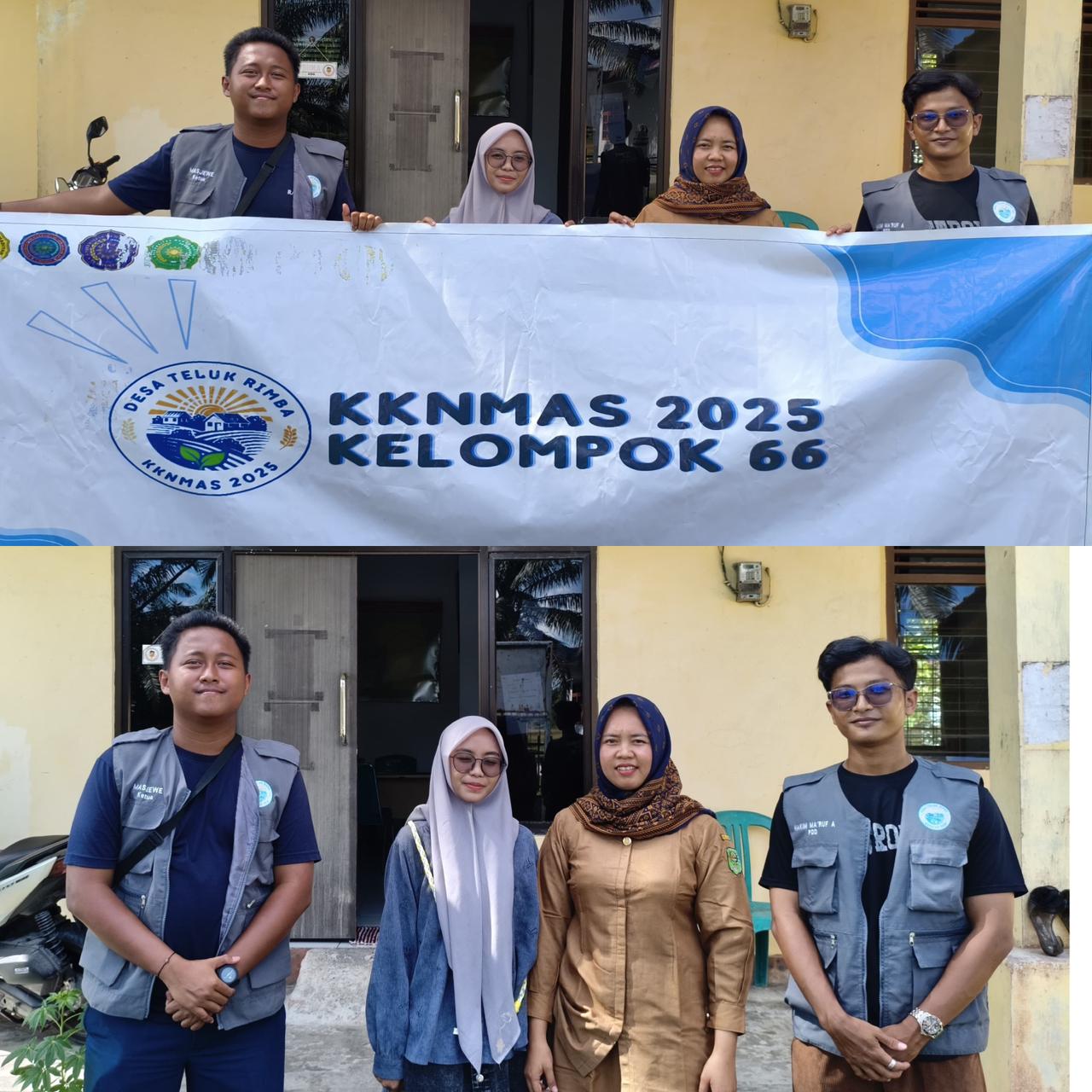 KKNMAS Kelompok 66 Desa Teluk Rimba Serahkan Poster Kesehatan ke Puskesmas Pembantu